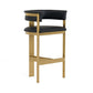 Cid Willow Barstool Chair, Black Faux Leather, Gold Metal Three Leg Base By Casagear Home