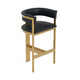 Cid Willow Barstool Chair Black Faux Leather Gold Metal Three Leg Base By Casagear Home BM317645
