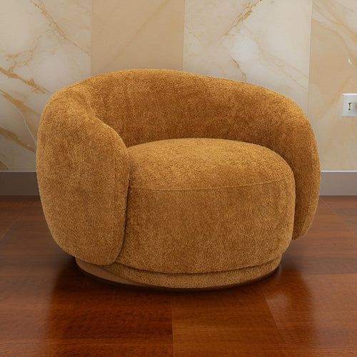 Reno Lucy 44 Inch Accent Curve Chair, Orange Fabric, Round Arms By Casagear Home