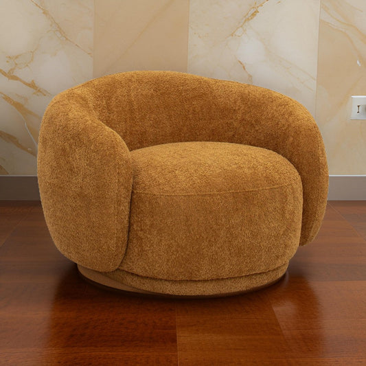 Reno Lucy 44 Inch Accent Curve Chair, Orange Fabric, Round Arms By Casagear Home