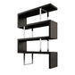 Jue 72 Inch Bookshelf, 4 Open Tier Racks, Chrome Metal Frame, Black MDF By Casagear Home