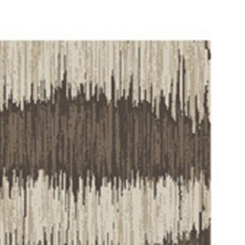 Doen 5 x 7 Medium Area Rug, Abstract Wavy Strip Design, Cream Brown By Casagear Home