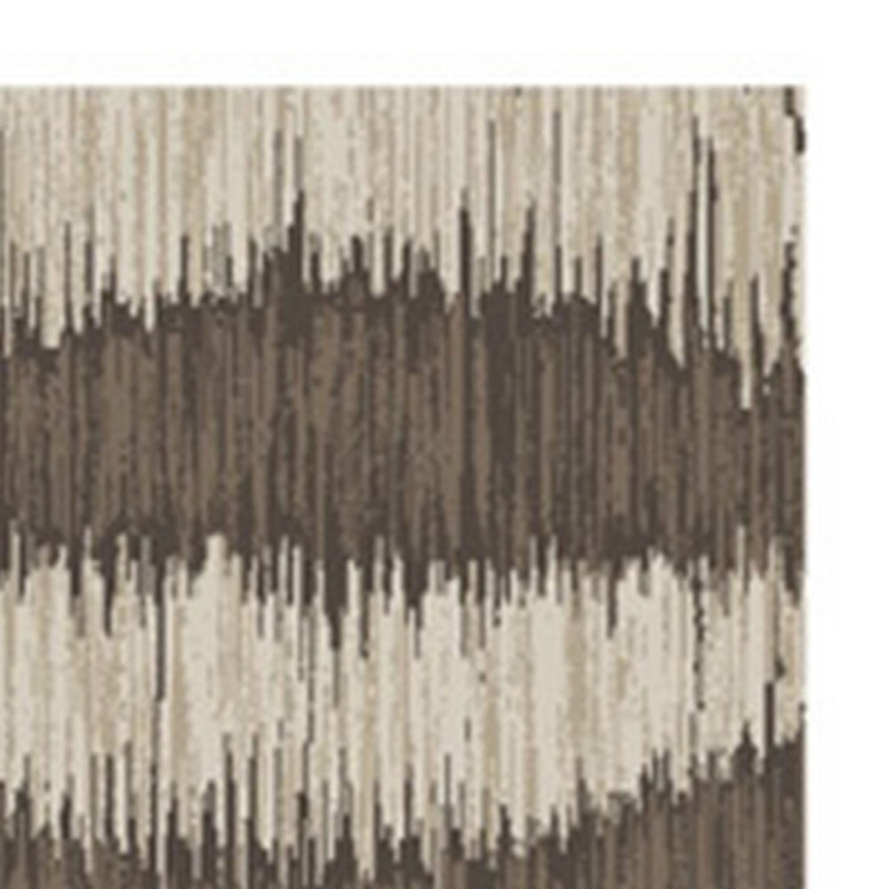 Doen 8 x 10 Large Area Rug, Abstract Wavy Strip Design, Cream Brown By Casagear Home
