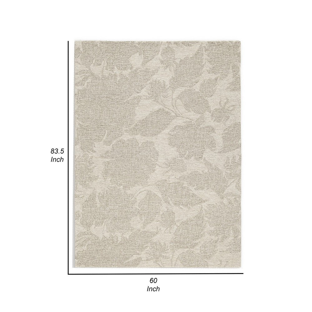 Ashley Adas 5 x 7 Medium Area Rug Tufted Floral Pattern Beige BM318235