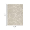 Adas 8 x 10 Large Area Rug, Hand Tufted Floral Pattern, Beige Wool By Casagear Home