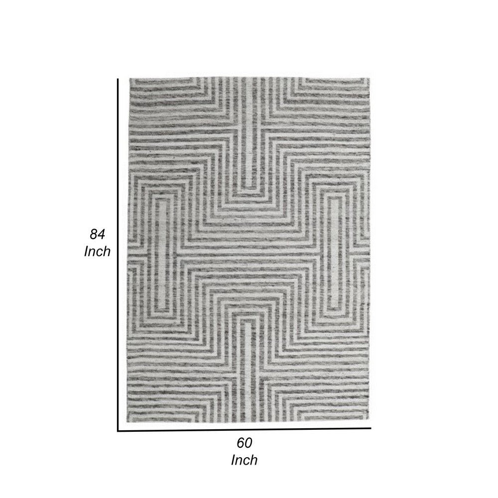 Ashley Seni 5 x 7 Medium Area Rug Geometric Woven Black Ivory BM318237