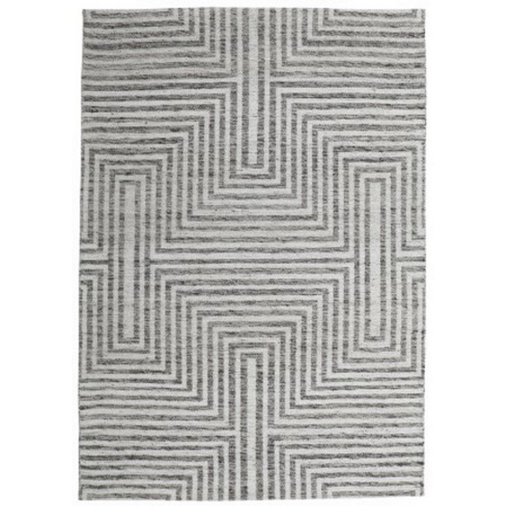 Ashley Seni 5 x 7 Medium Area Rug Geometric Woven Black Ivory BM318237