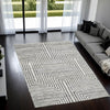 Ashley Seni 8 x 10 Large Area Rug, Geometric, Woven, Black Ivory