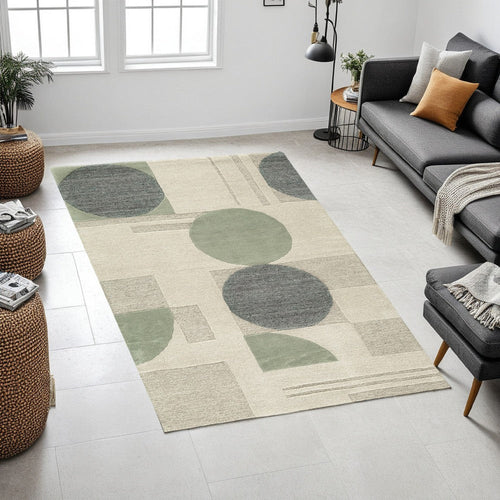 Ashley Laen 5 x 7 Medium Area Rug, Tufted Geometric Wool, Gray