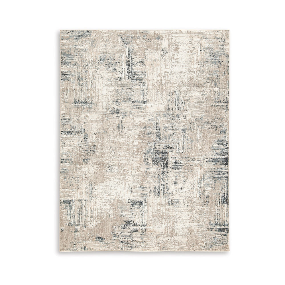 Toer 5 x 7 Medium Area Rug, Abstract Impression Art, Machine Woven, Gray By Casagear Home