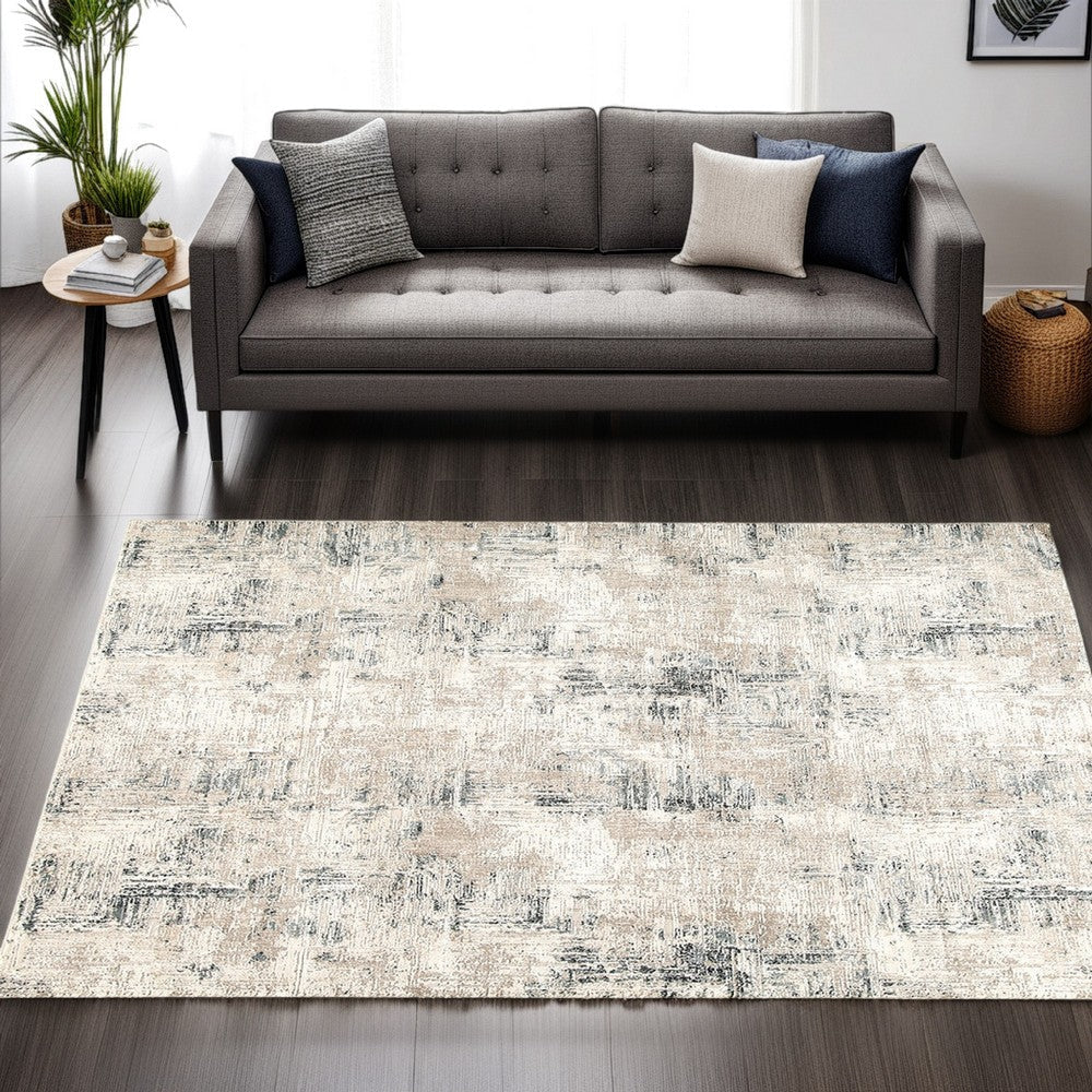 Ashley Toer 8 x 10 Large Area Rug, Abstract Art Gray White