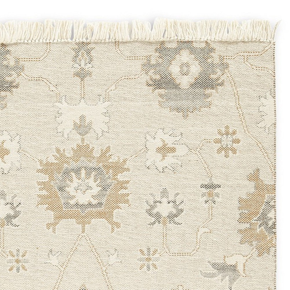 Ashley Kia 5 x 7 Medium Area Rug Handwoven Floral Pattern Beige BM318247