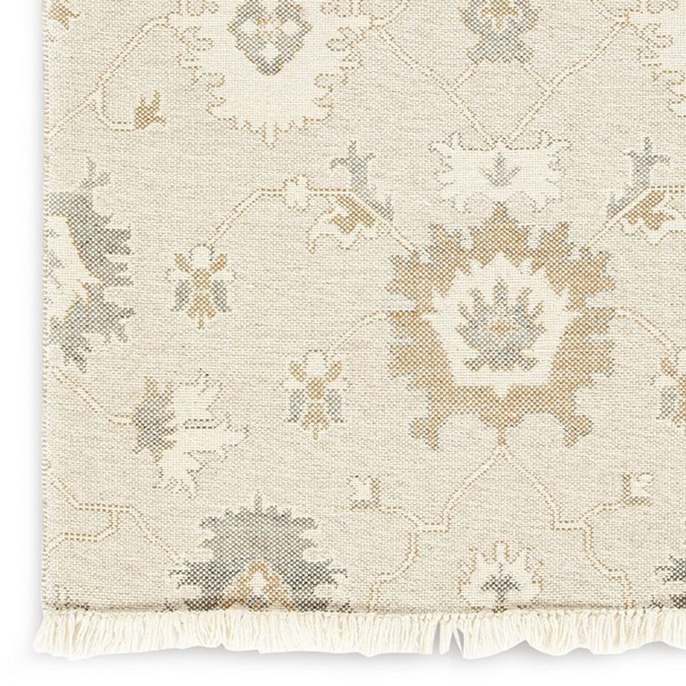 Ashley Kia 5 x 7 Medium Area Rug Handwoven Floral Pattern Beige BM318247
