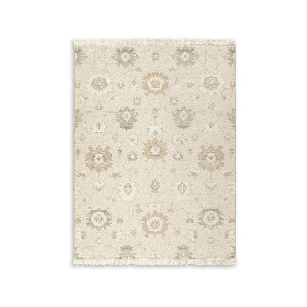 Ashley Kia 8 x 10 Large Area Rug Handwoven Floral Pattern Beige BM318248