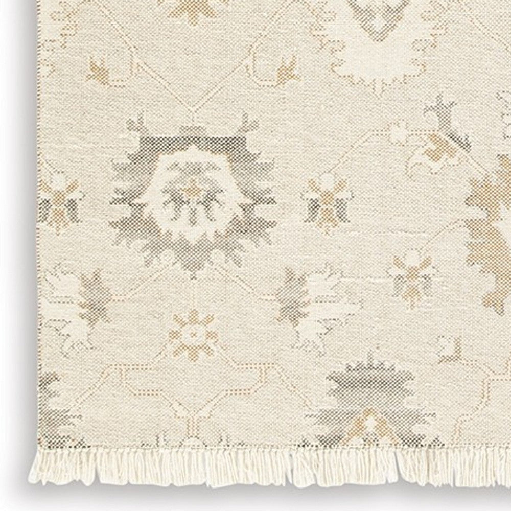 Ashley Kia 8 x 10 Large Area Rug Handwoven Floral Pattern Beige BM318248