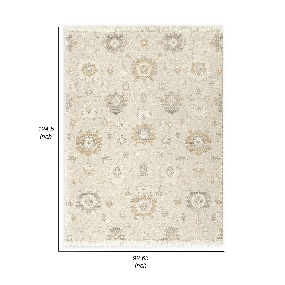 Ashley Kia 8 x 10 Large Area Rug Handwoven Floral Pattern Beige BM318248