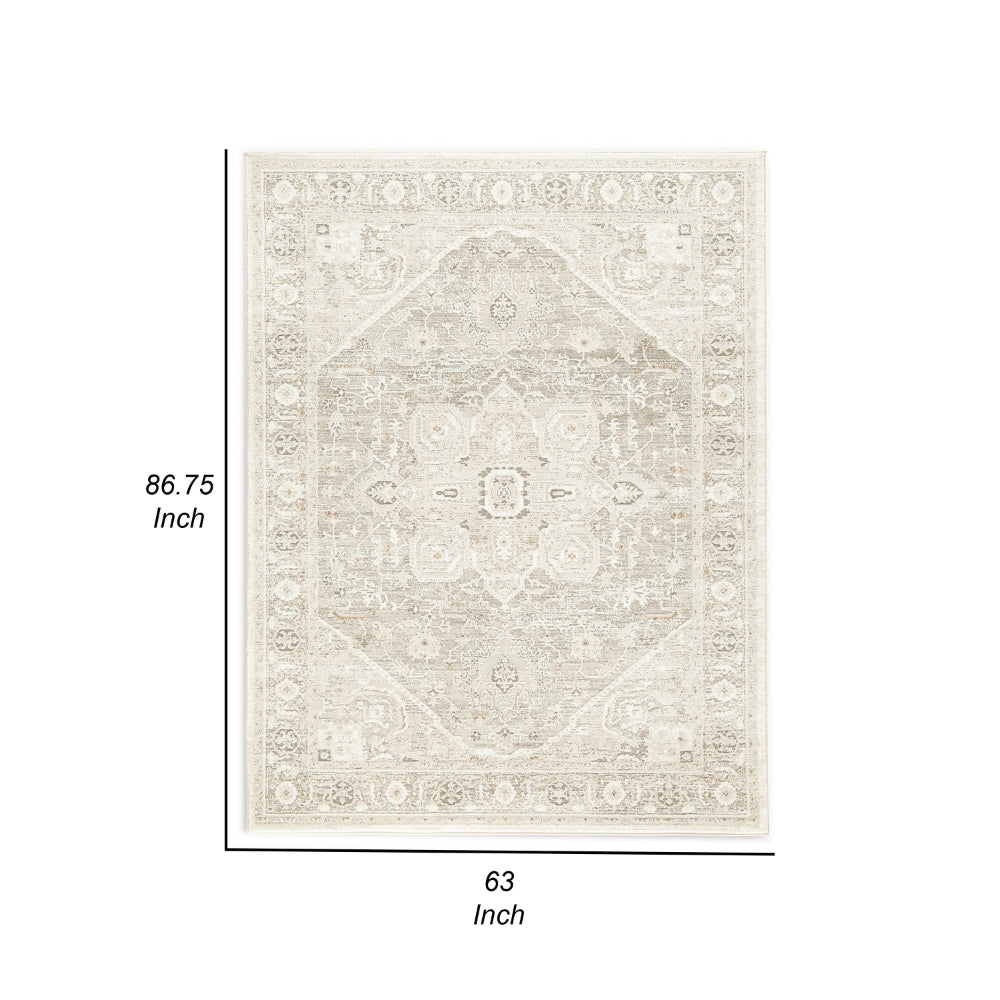 Wei 5 x 7 Medium Area Rug Persian Inspired Medallion Motif Beige Gray By Casagear Home BM318250