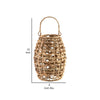 Enna 13 Inch Lantern, Bohemian Style, Candle Stand, Brown Rattan Woven By Casagear Home