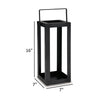 Iana 16 Inch Lantern, Farmhouse Cage Style Design with Handle, Black Metal By Casagear Home