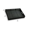 Neya Decorative Serving Tray, Handles, Black Faux Rattan Woven, Metal By Casagear Home