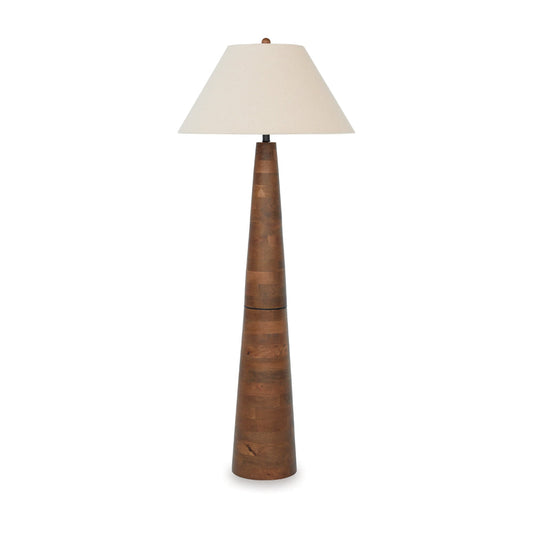 Ashley Seya 58" Floor Lamp, Empire Fabric Shade, Tapered Brown Base