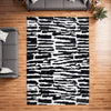Ashley Shaw 8 x 10 Large Area Rug, Abstract Design, Black Ivory