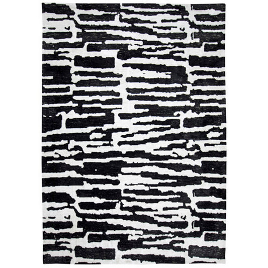 Shaw 8 x 10 Large Area Rug, Modern Abstract Design, Black Ivory Polyester By Casagear Home