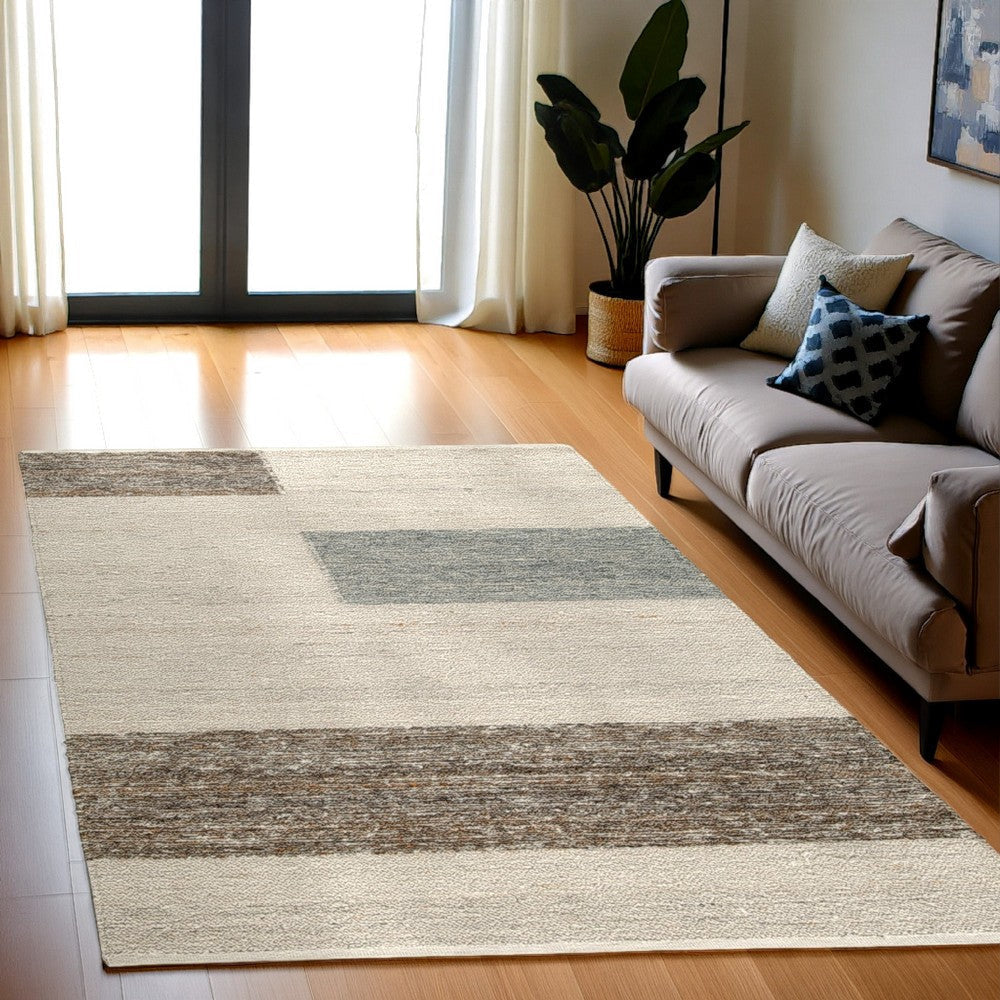 Ashley Rusy 5 x 7 Medium Area Rug, Handwoven Classic Stripe, Gray