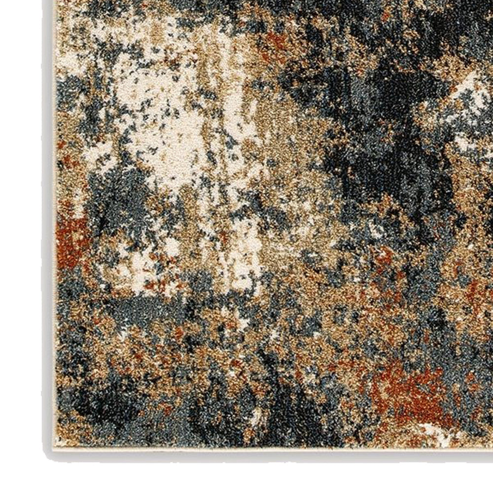 Vila 8 x 10 Large Area Rug, Machine Woven Abstract Design, Brown Black By Casagear Home