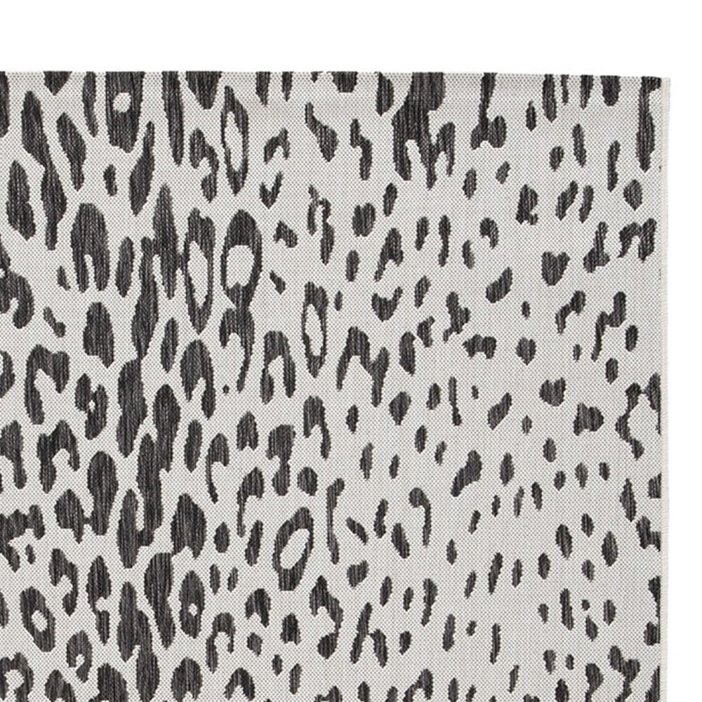 Ayn 5 x 8 Medium Area Rug, Indoor Outdoor, Leopard Print, Gray Black By Casagear Home