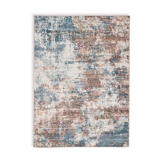 Bea 5 x 7 Medium Area Rug, Machine Woven Abstract Art Style, Brown Blue By Casagear Home