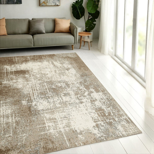 Ashley Lae 5 x 7 Medium Area Rug, Abstract Art in Brown and Gray