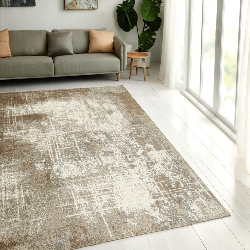 Ashley Lae 5 x 7 Medium Area Rug, Abstract Art in Brown and Gray