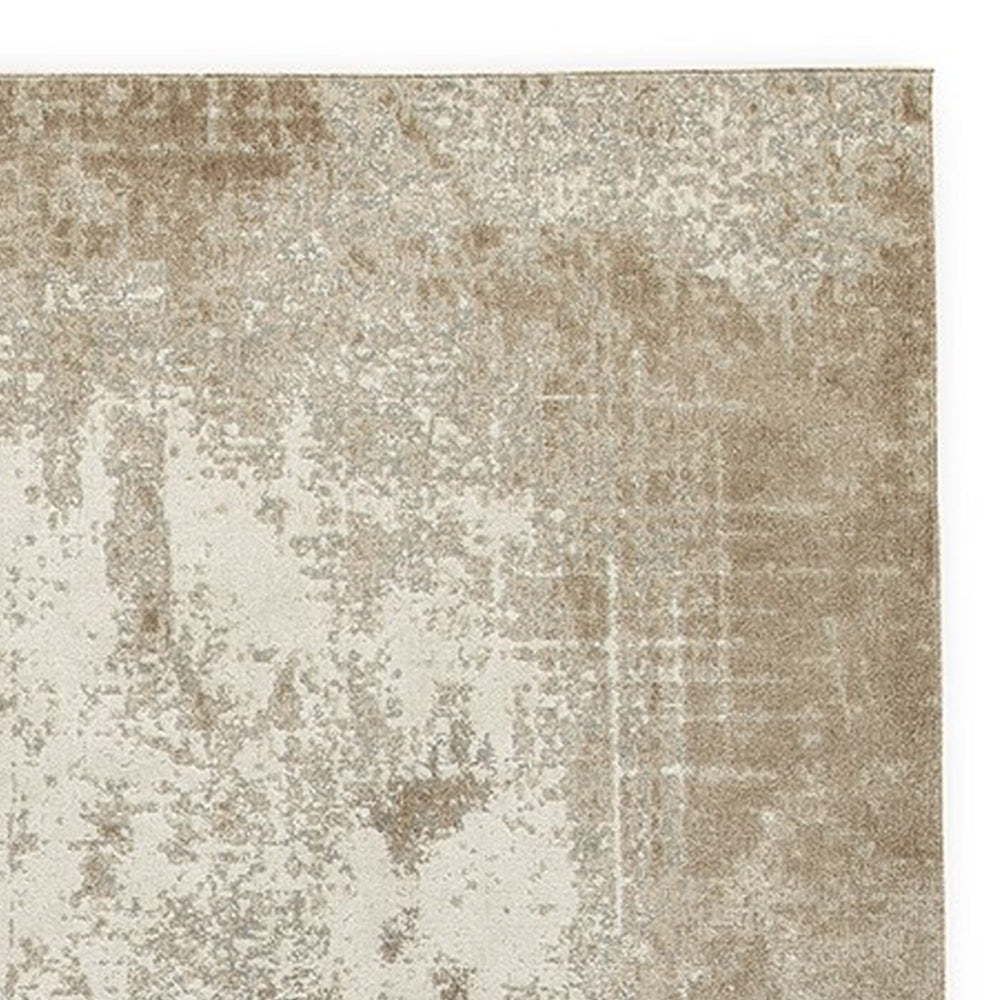 Lae 8 x 10 Large Area Rug, Machine Woven Abstract Art Design, Brown Gray By Casagear Home