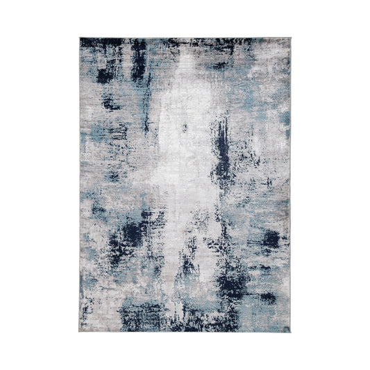 Nel 8 x 10 Large Area Rug, Machine Woven Abstract Design, Blue White By Casagear Home