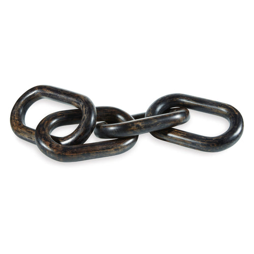 Ashley Delby Tabletop Sculpture Decor, Wood Link Chain, Black