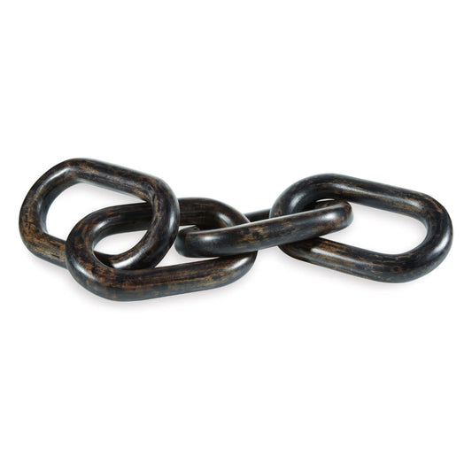 Ashley Delby Tabletop Sculpture Decor, Wood Link Chain, Black