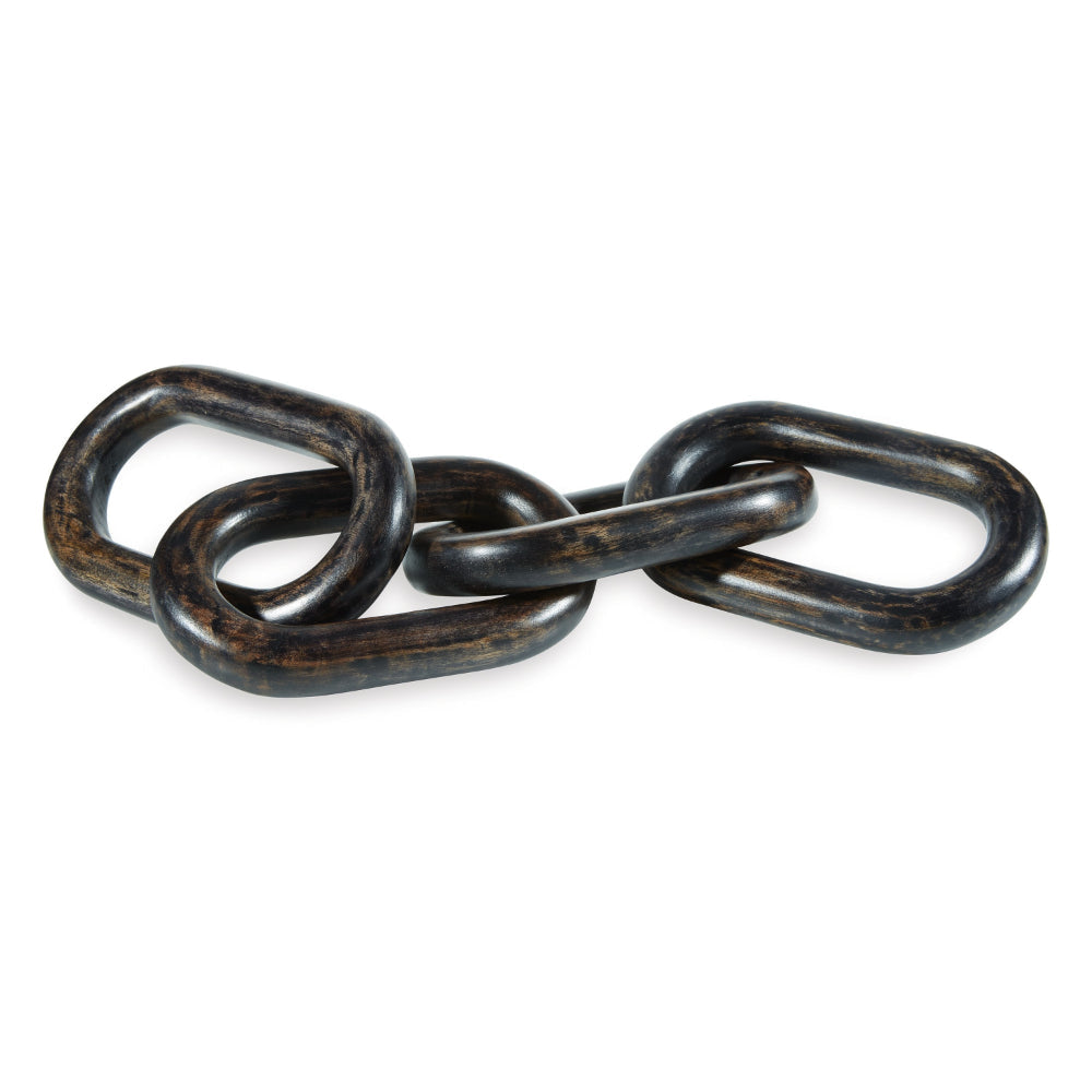 Ashley Delby Tabletop Sculpture Decor, Wood Link Chain, Black