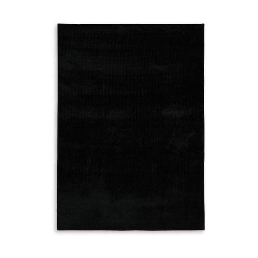 Stebin 8 x 10 Large Area Rug, Shag Style Abstract Design Black Polyester By Casagear Home