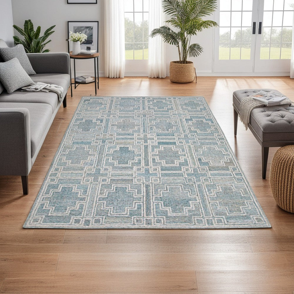 Ashley Lesy 5 x 7 Medium Area Rug, Geometric Design, Gray, Ivory
