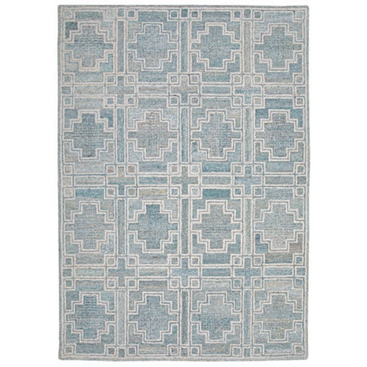 Lesy 5 x 7 Medium Area Rug, Hand Tufted Geometric Design, Gray, Ivory Wool By Casagear Home