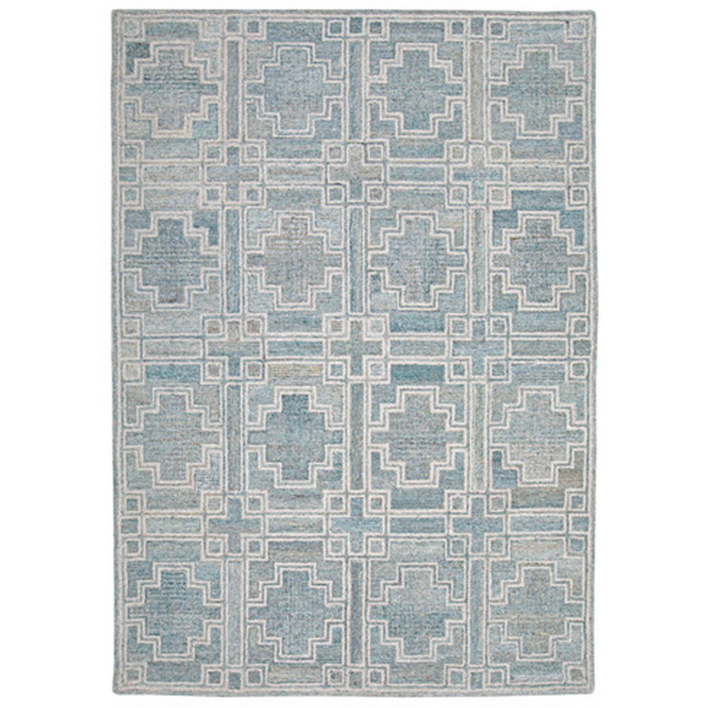 Lesy 8 x 10 Large Area Rug, Hand Tufted Geometric Design, Gray, Ivory Wool By Casagear Home