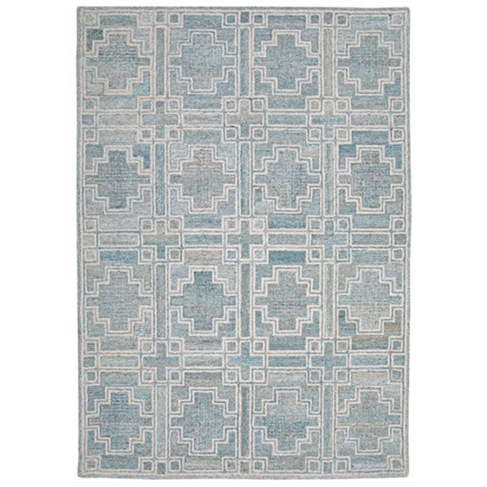 Lesy 8 x 10 Large Area Rug, Hand Tufted Geometric Design, Gray, Ivory Wool By Casagear Home