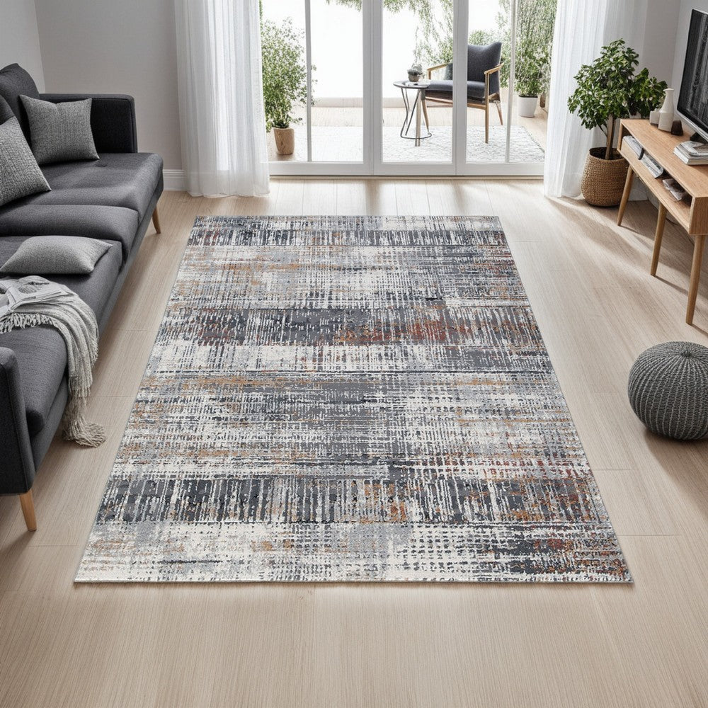 Ashley Tenr 5 x 7 Medium Area Rug, Abstract Pattern, Gray Polyester