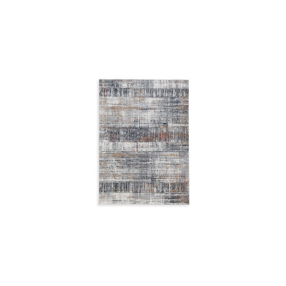 Ashley Tenr 5 x 7 Medium Area Rug Abstract Pattern Gray Polyester BM318279