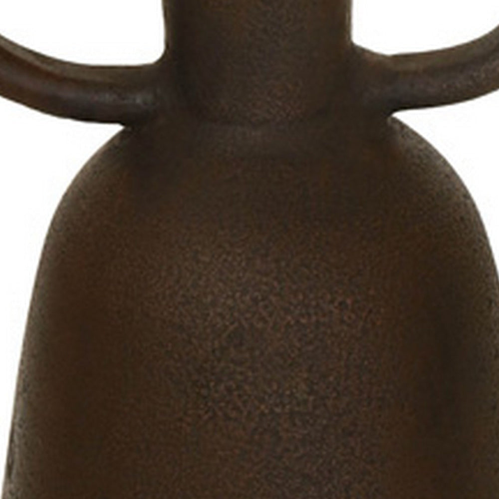Adea Flower Vase Antique Style Amphora Shape Thin Neck Brown Terracotta By Casagear Home BM318287