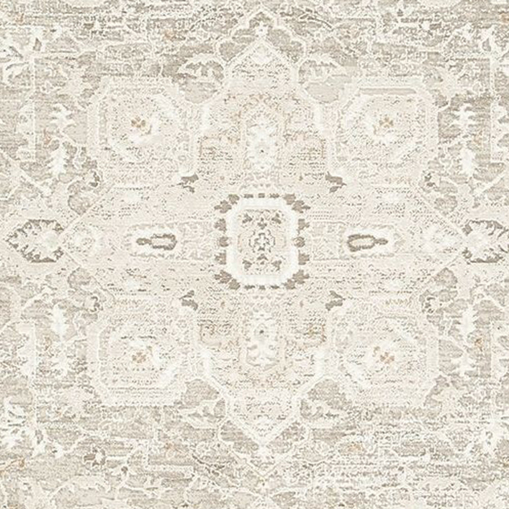 Wei 8 x 10 Large Area Rug, Persian Inspired Medallion Motif, Ivory Beige By Casagear Home