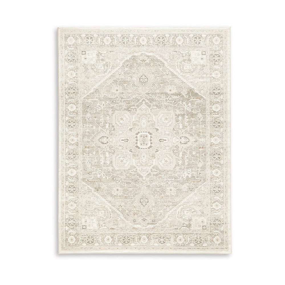 Wei 8 x 10 Large Area Rug, Persian Inspired Medallion Motif, Ivory Beige By Casagear Home