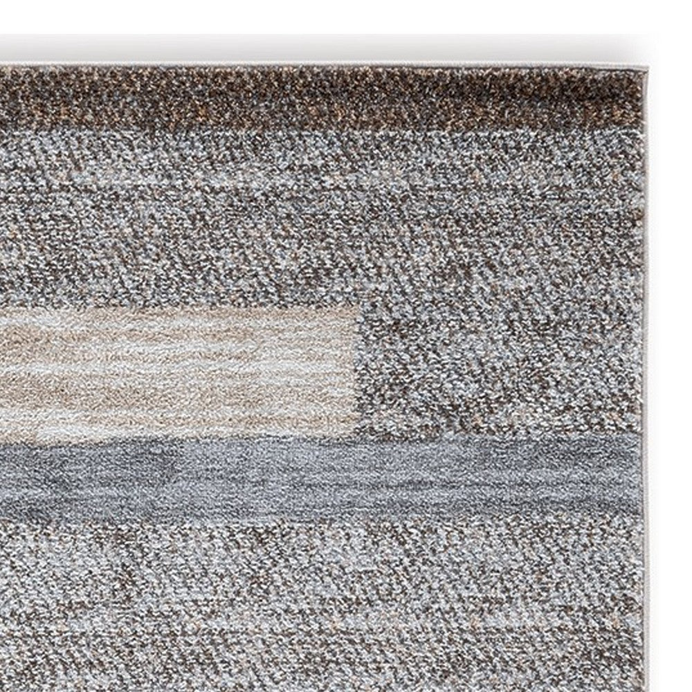 Ashley Beny 5 x 7 Medium Area Rug Abstract Striped Gray and Cream