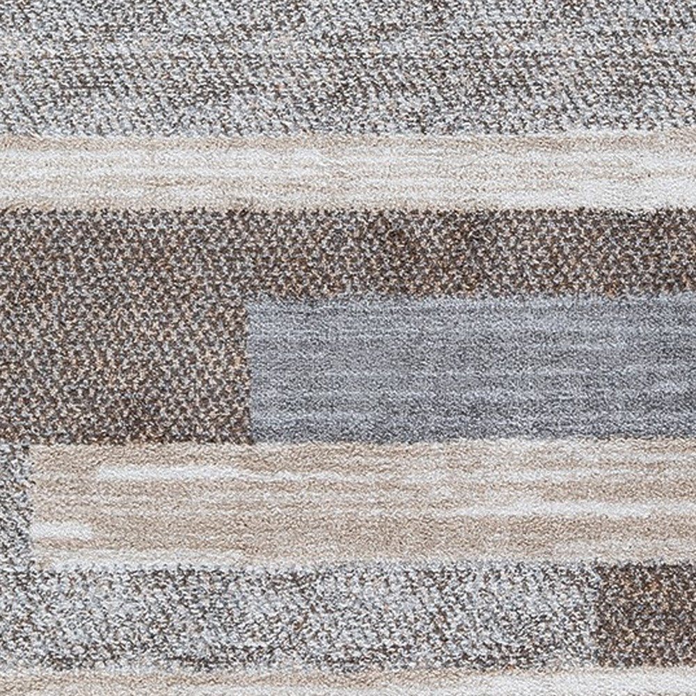 Ashley Beny 5 x 7 Medium Area Rug Abstract Striped Gray and Cream